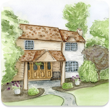 Hannah's house watercolor illustration