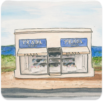 Prada storefront watercolor illustration